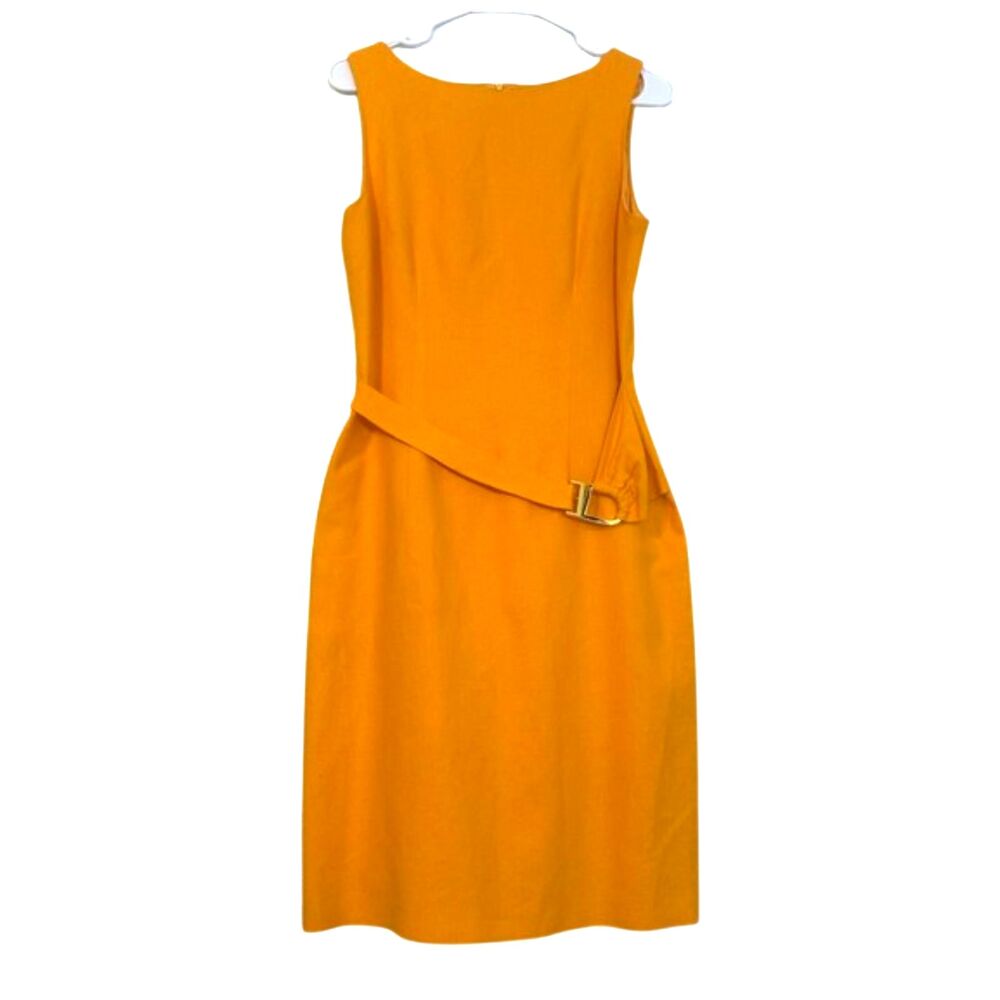 VTG David Meister Linen Dress Womens 8 Sleeveless Quiet Luxury Office Mad Men